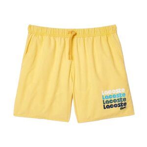 Lacoste Mens Washed Mid Length Swimming Trunks / Yellow